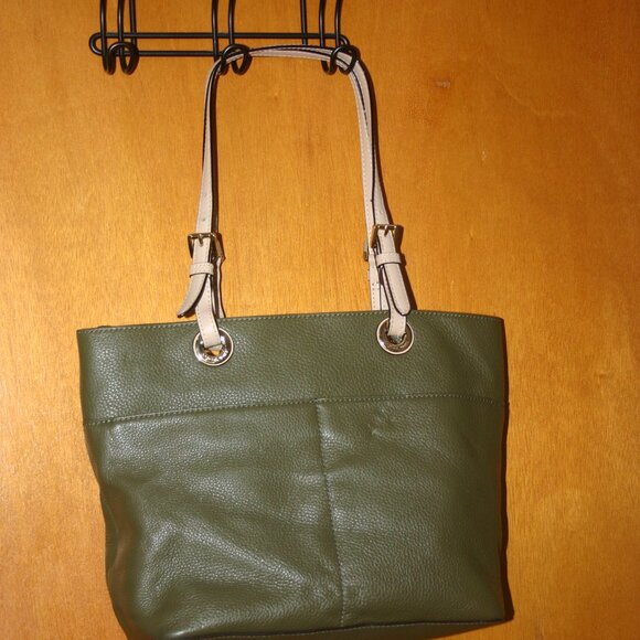 Michael Kors Olive Green Leather-like Shoulder Purse B-206 - Picture 6 of 13